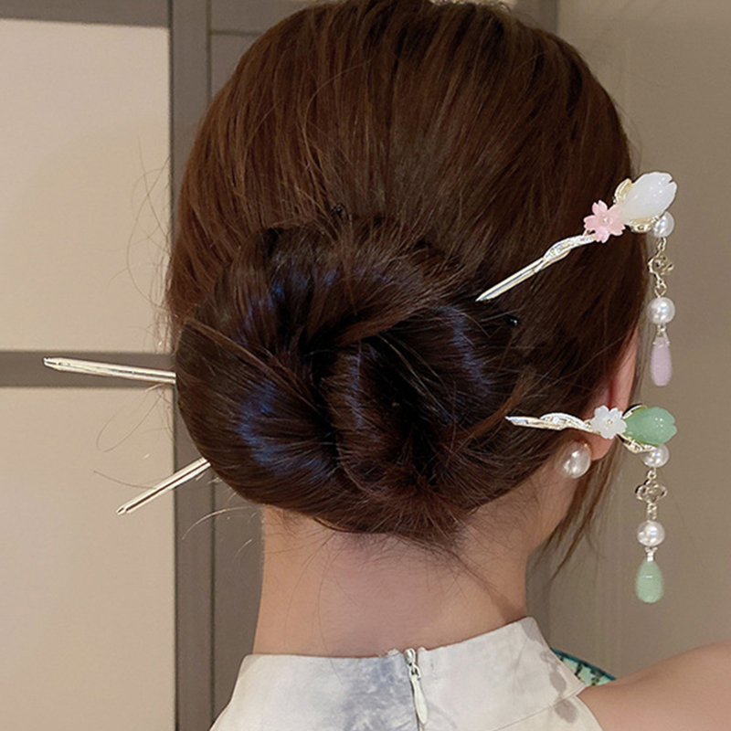 Pearl Hair Pin - กิ๊บติดผมประดับมุกดอกไม้สไตล์วินเทจสำหรับผู้หญิง ดีไซน์สวยงามสไตล์จีน หวานหรูหรา อเนกประสงค์ ของขวัญเครื่องประดับผม