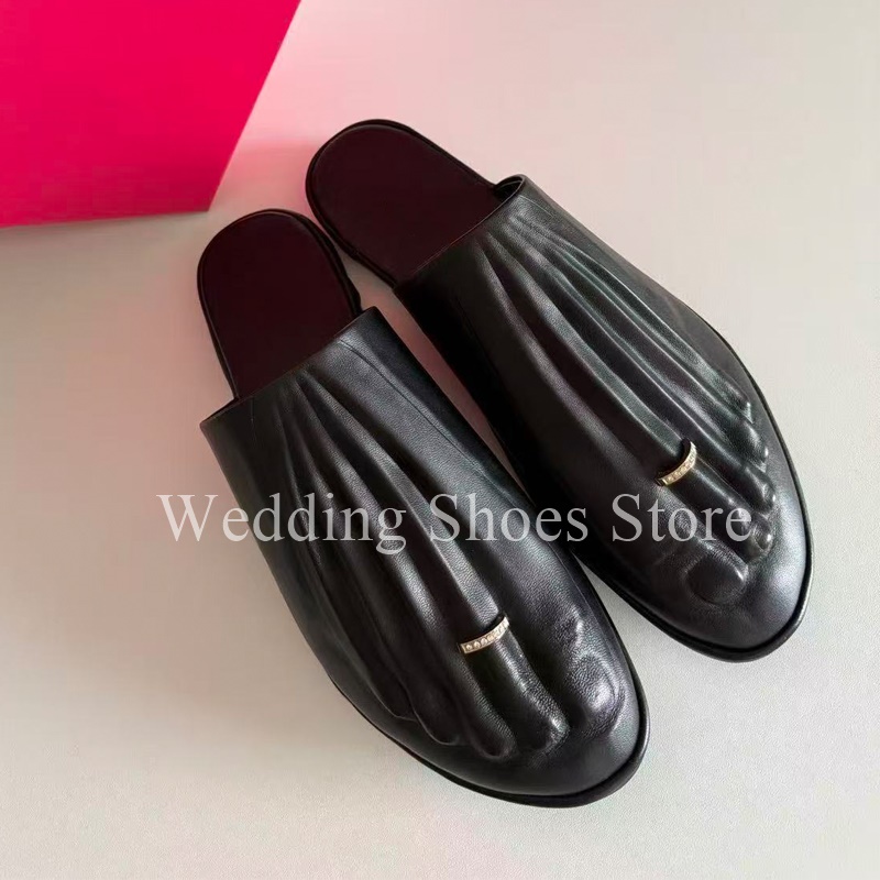 Women Accessories Trending - รองเท้าแตะดีไซน์เก๋ สไตล์แฟชั่น ประดับแหวนนิ้วเท้า ทำมือ สำหรับผู้หญิง ส้นเตี้ย
