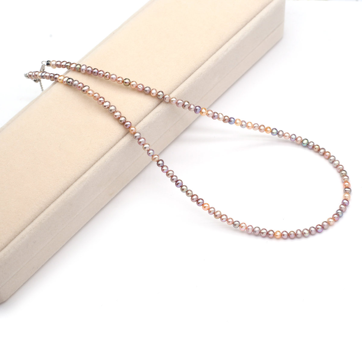 Women'S Accessories Jewelry - สร้อยคอไข่มุกน้ำจืดธรรมชาติแท้ 3-4 มม. สีสันหลากหลาย สร้อยไข่มุกทรงกลมสำหรับผู้หญิง เครื่องประดับเสริมเสน่ห์