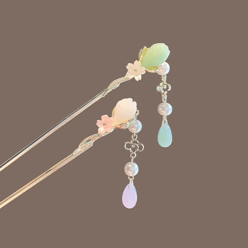กิ๊บติดผมประดับมุกดอกไม้สไตล์ว - Pearl Hair Pin บทวิจารณ์และราคา