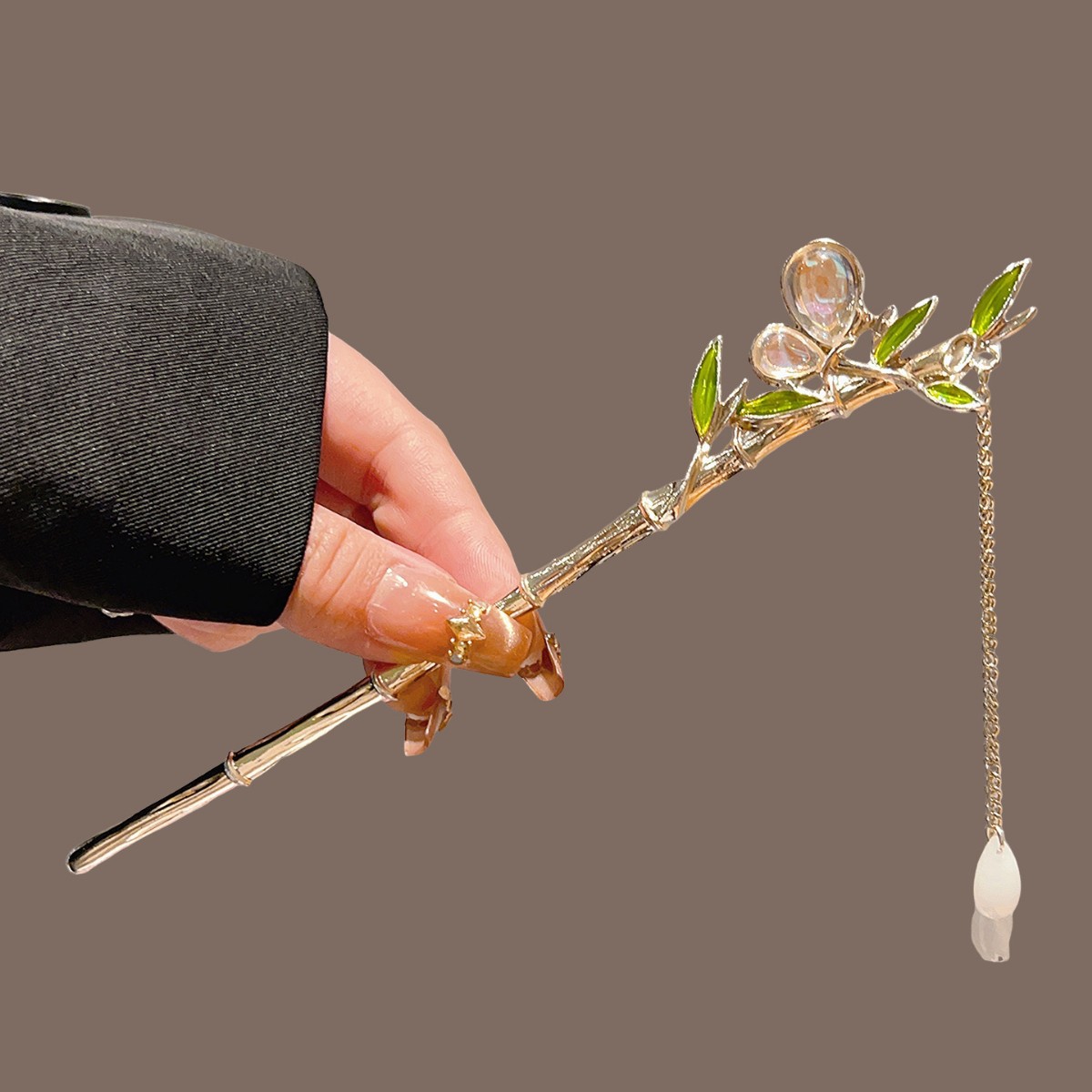 ปิ่นปักผมพู่ไม้ไผ่สีเขียวสำหรั - Pearl Hair Pin บทวิจารณ์และราคา