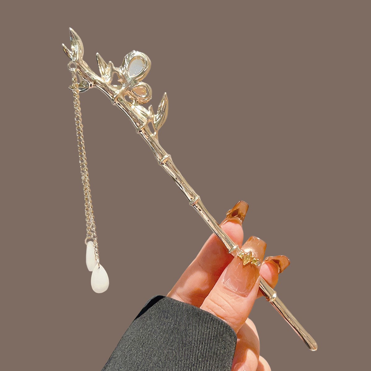 ปิ่นปักผมพู่ไม้ไผ่สีเขียวสำหรั - Pearl Hair Pin บทวิจารณ์และราคา
