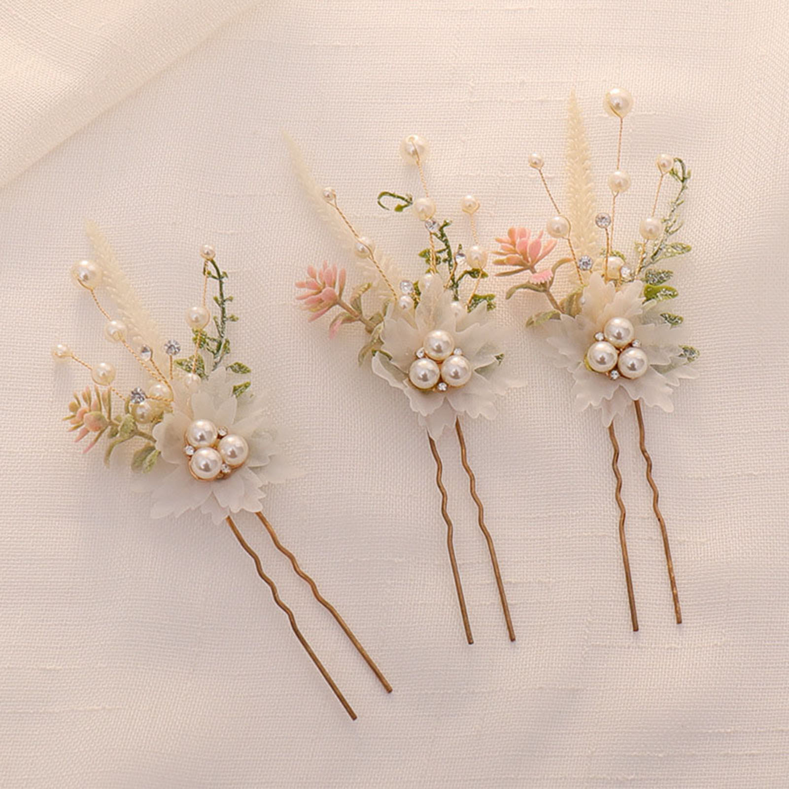 กิ๊บติดผมรูปดอกไม้ประดับมุก 3  - Pearl Hair Pin บทวิจารณ์และราคา