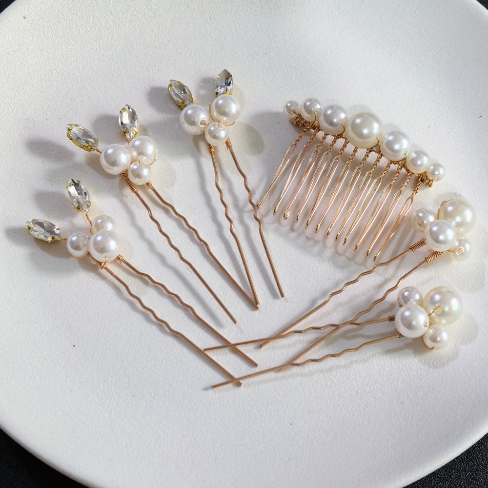 กิ๊บติดผมคริสตัลมุก ชุดหวีสำหร - Pearl Hair Pin บทวิจารณ์และราคา