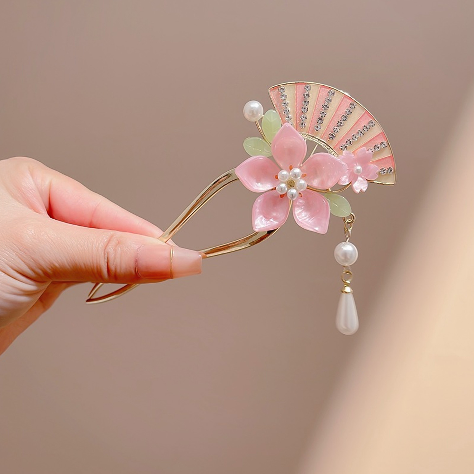 Elegant ดอกไม้สีชมพูผม Pin U ร - Pearl Hair Pin บทวิจารณ์และราคา